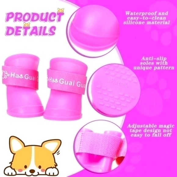 Pet Dog Waterproof Anti-skid Rainshoes Boots Size M - Picture 6 of 13